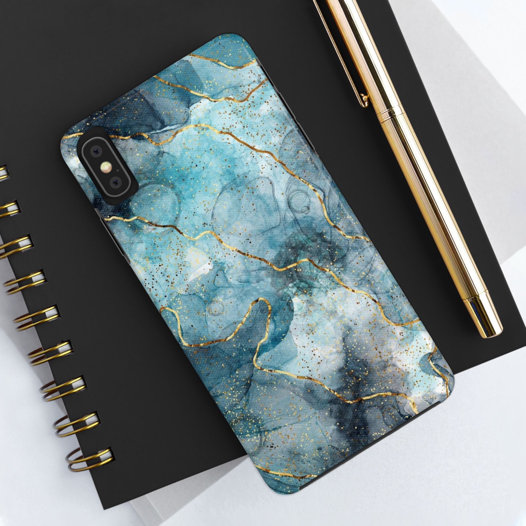 Blue Gold Marble, Elegant Phone Cases, Stylish Phone Covers, Chic Phone Protectors, Fashionable Case for Her, Trendy Smartphone Accessories