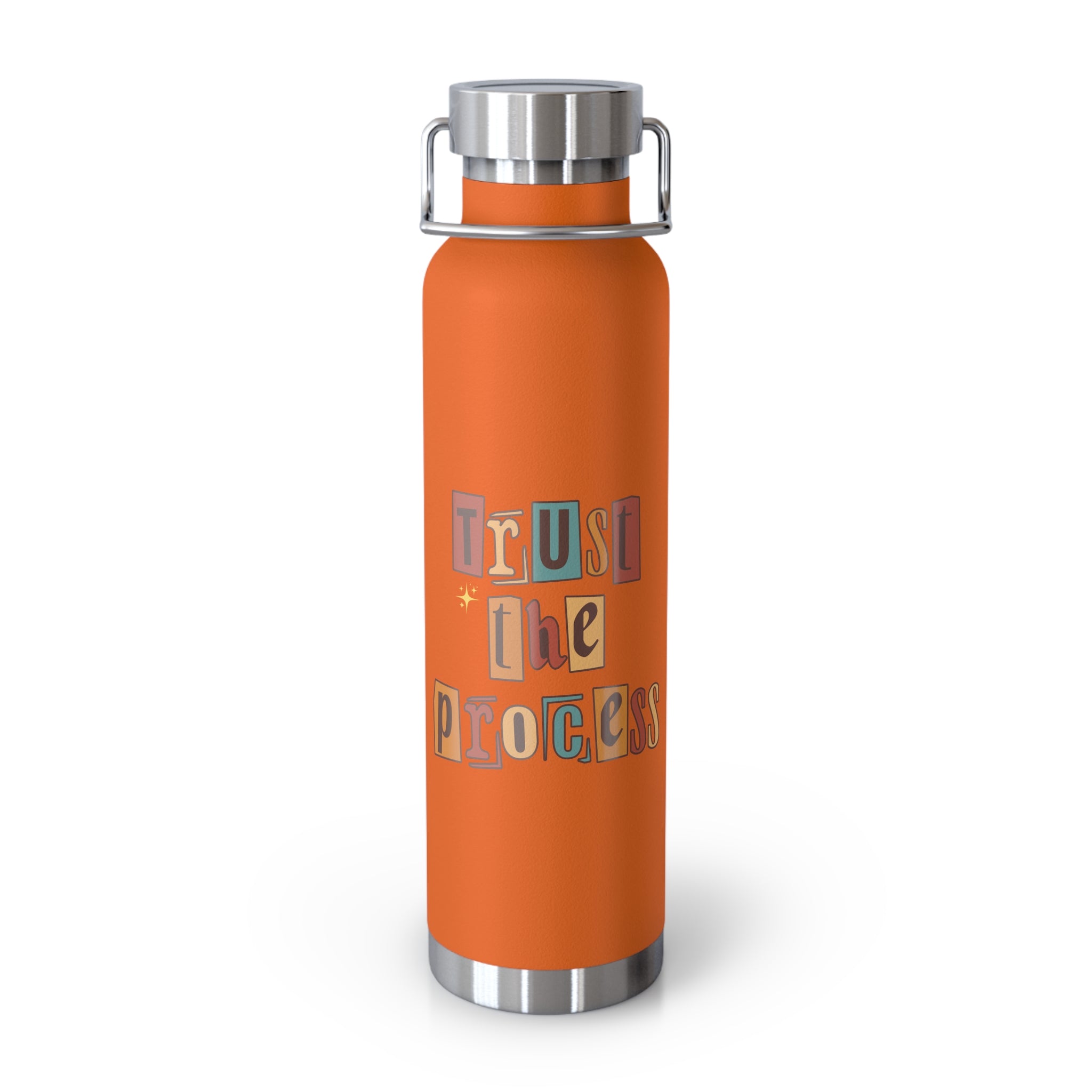 Trust The Process Copper Water Bottle, Inspirational Quote, Gift Tumbler, 22oz, Motivational Drinkware, Stainless Steel Thermos