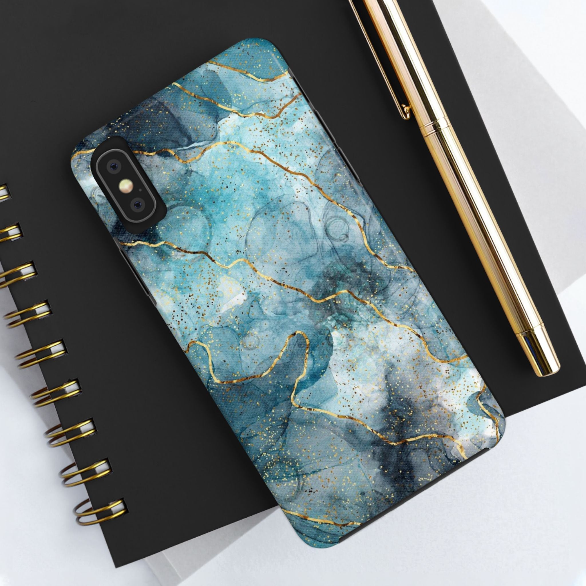 Blue Gold Marble, Elegant Phone Cases, Stylish Phone Covers, Chic Phone Protectors, Fashionable Case for Her, Trendy Smartphone Accessories