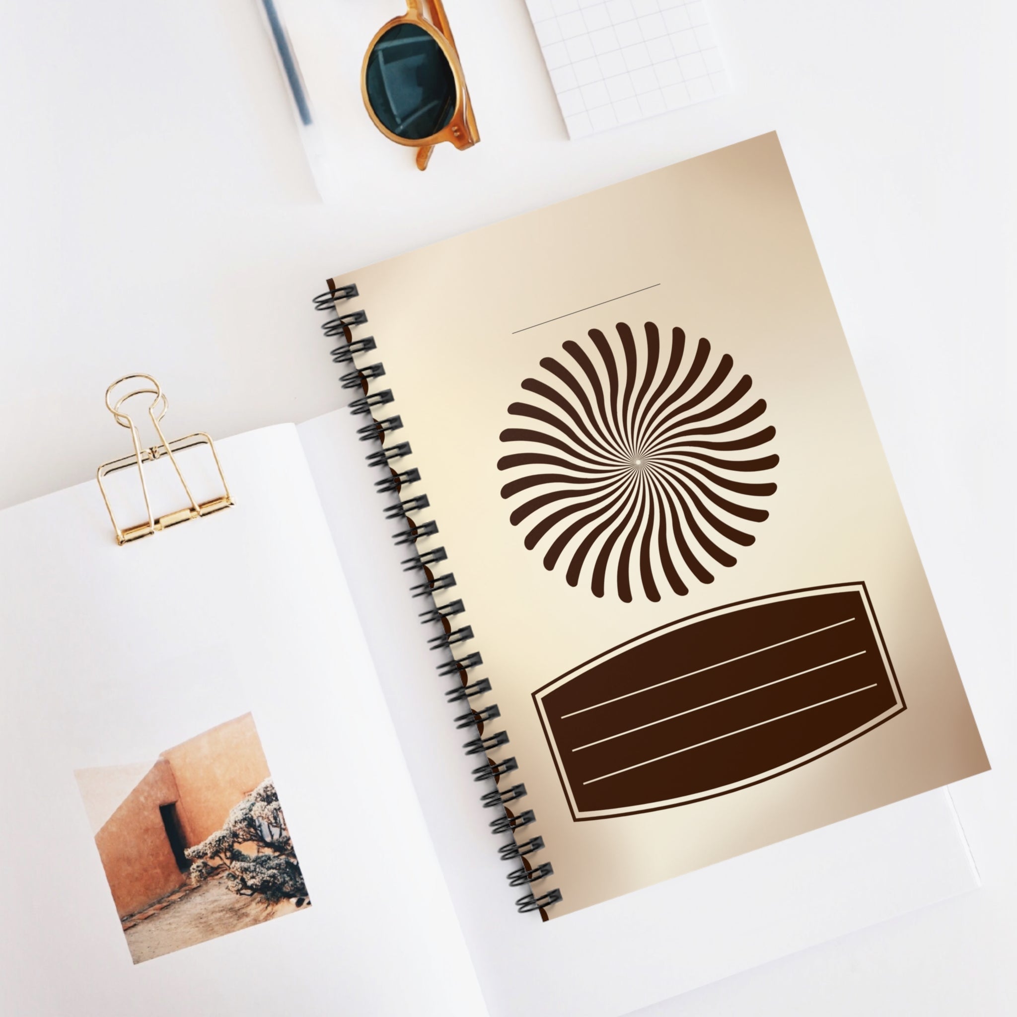 Brown and Beige Notebook, Spiral Notebook - Ruled Line, Notebook, Office Supplies, School Supplies