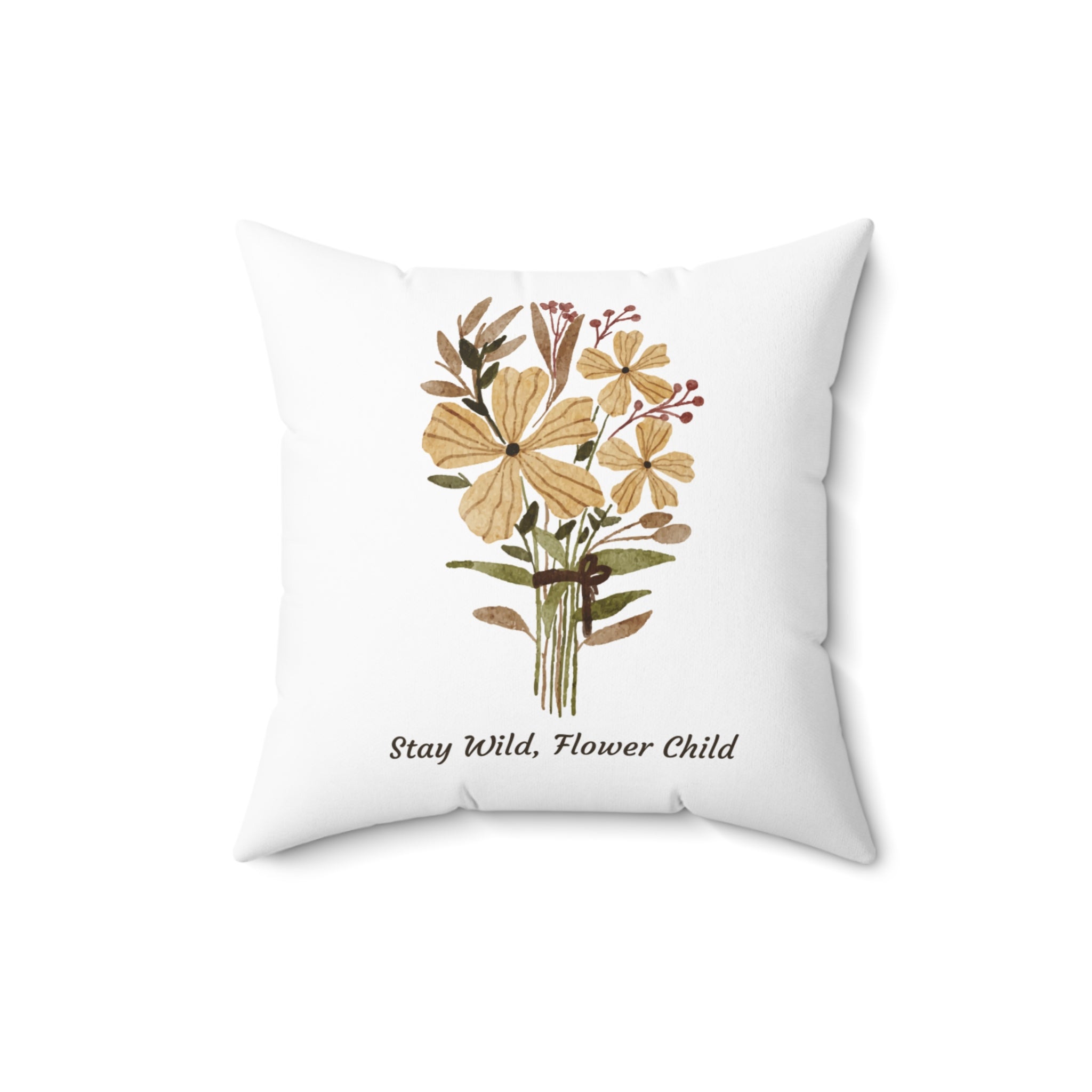 White Organic Print Pillow Covers, Decorative Couch Sofa Accent Pillows, Living Room Spun Polyester Square Pillow