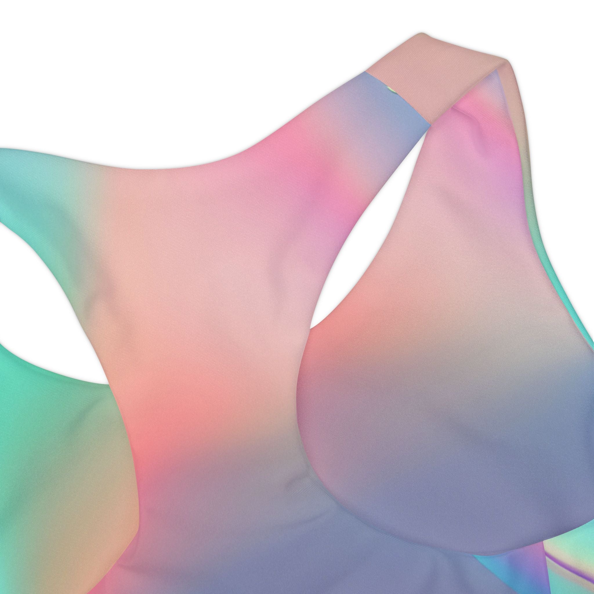 Pink and Cyan Swimsuit Set, Gradient Two Piece Bathing Suit, Cute Girls Swimwear, Summer Beach Outfit, Kids Swim Set