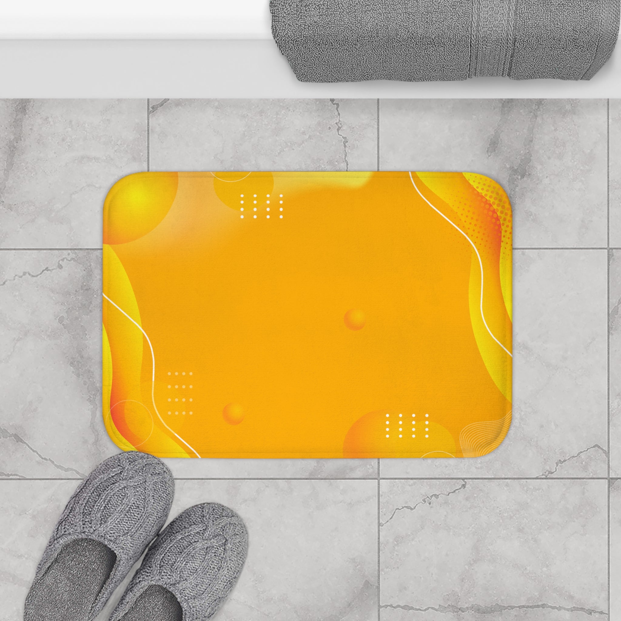 Yellow Memory Foam Microfiber Bath Mat - Extra Soft Non-Slip Plush Rug, Machine Washable, Bathroom Floor, Tub & Shower