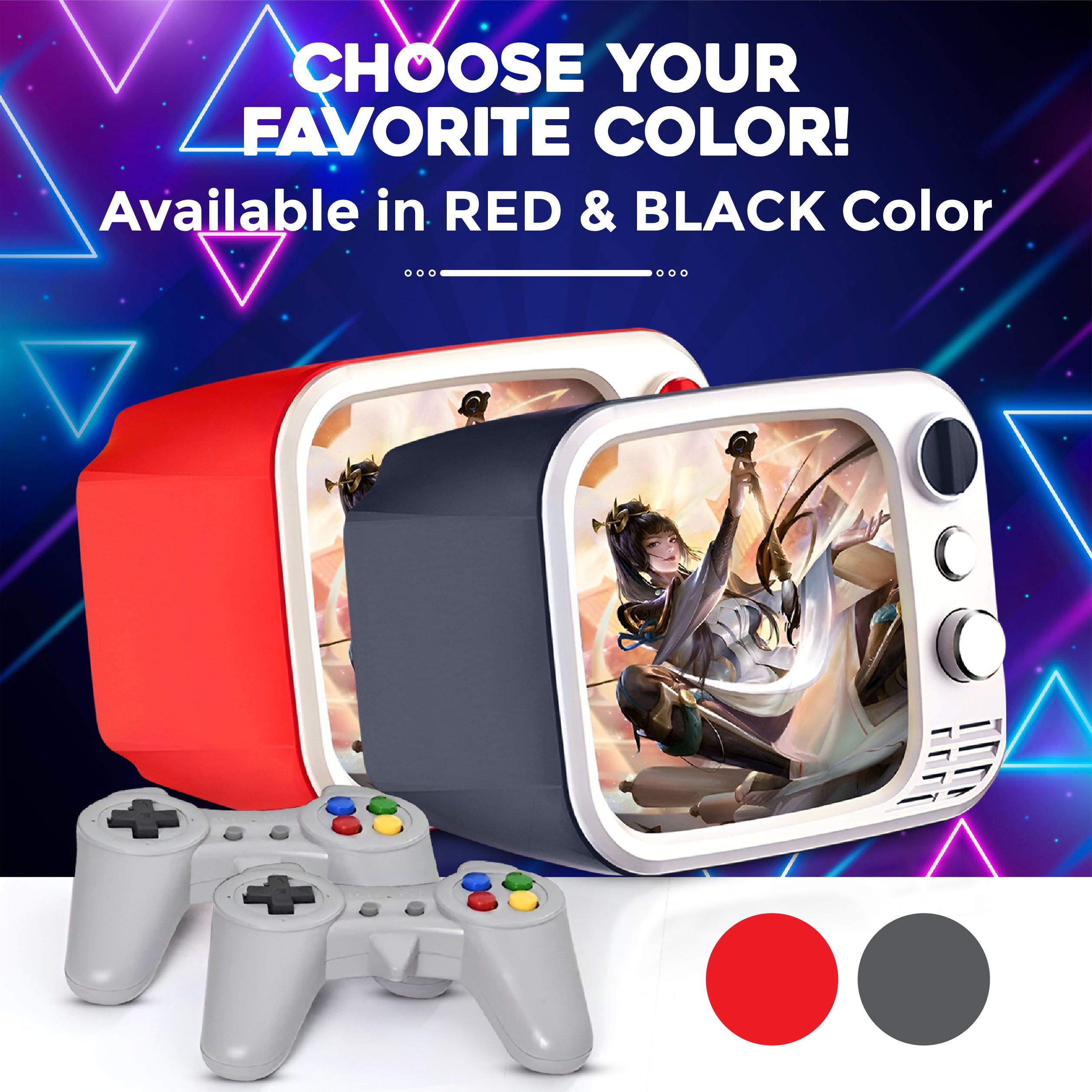 Tiny Arcade TV 3.5" Mini Retro Game - Two Player Playable TV Console & w/ Real Gameplay & Sound - 700+ Classic Video Games - H7 (Red)