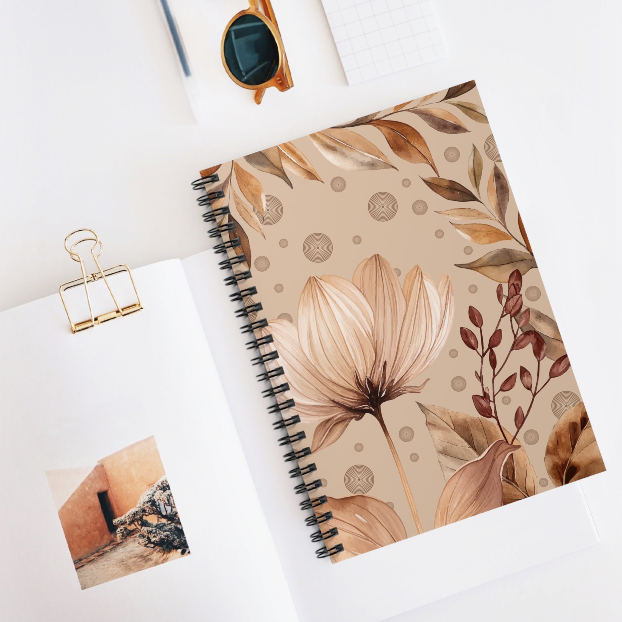 Brown Watercolor Cover Notebook, Spiral Notebook - Ruled Line, Notebook, Office Supplies, School Supplies
