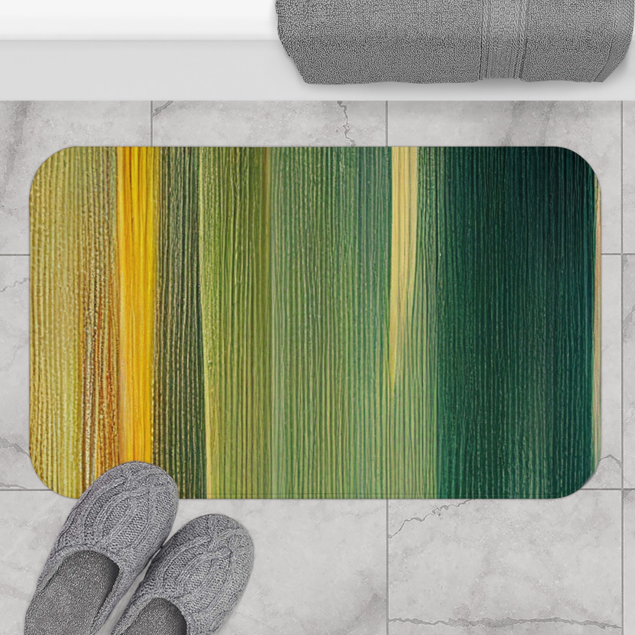 Green Memory Foam Microfiber Bath Mat - Extra Soft Non-Slip Plush Shaggy Rug, Machine Washable, Bathroom Floor, Tub & Shower