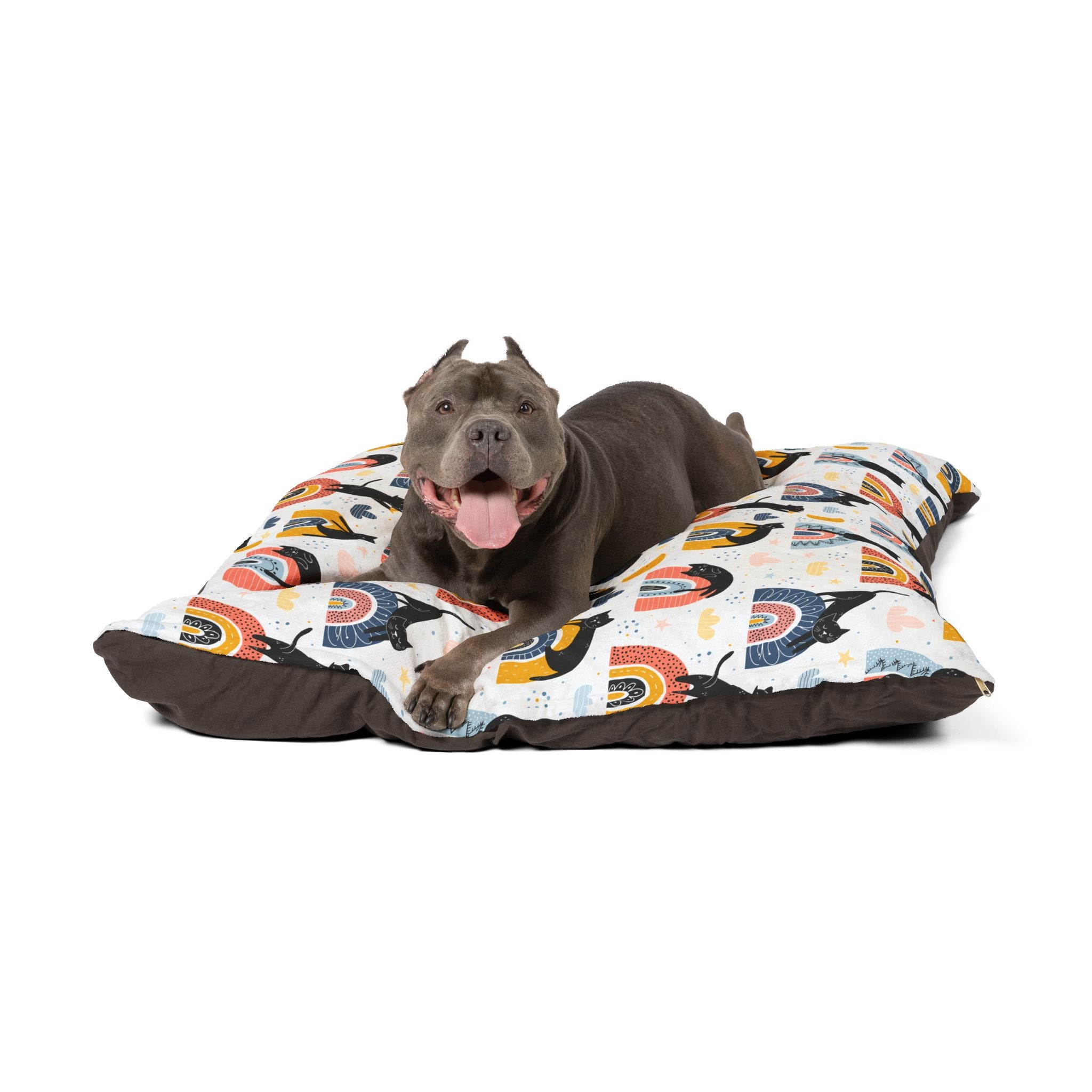 Rainbow Pattern Pet Bed - Cat and Dog Bed, Anti-Anxiety Pet Bed, Calming Dog Bed for Puppy, Cozy Cat Bed, Fluffy Dog Beds, Washable Puppy Bed for Indoor Pets