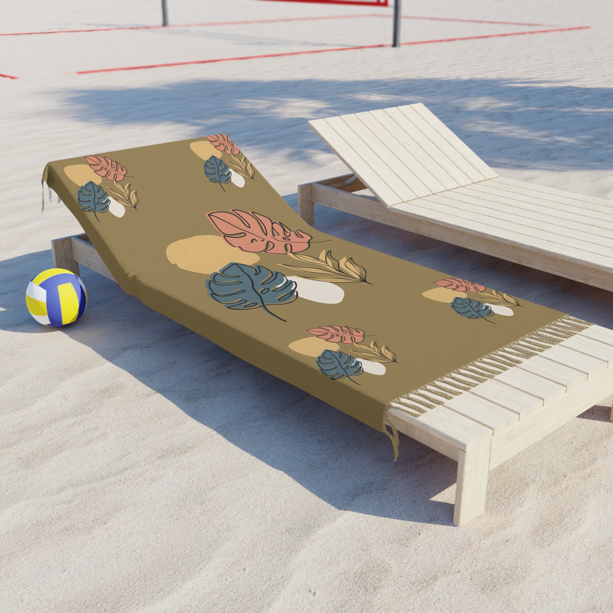 Neutral Boho Leafs Minimalist Beach Cloth, Stylish Gift for Her, Trendy Sarong, Summer Wrap, Beach Cover-Up, Bohemian Scarf