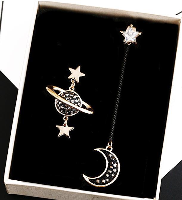 The Moon and Stars Dangling Earrings