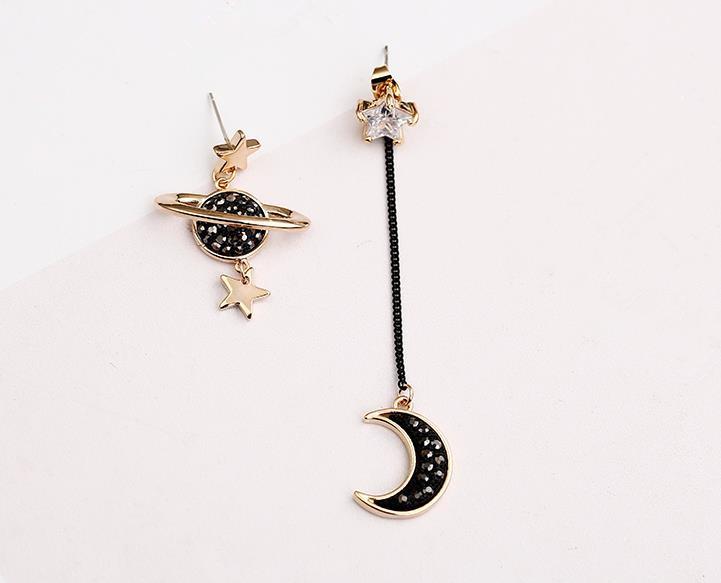 The Moon and Stars Dangling Earrings